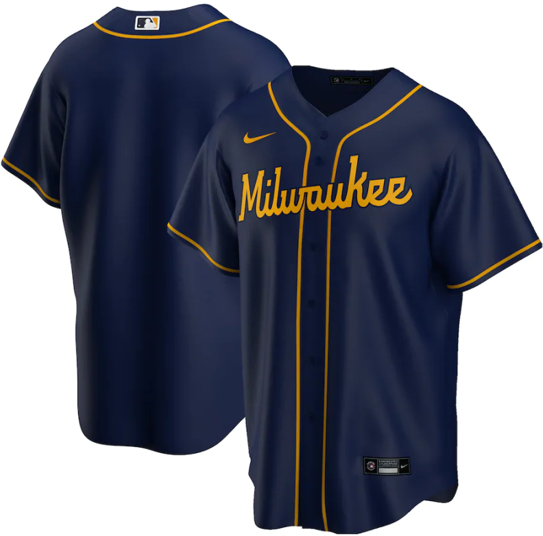 Men's Milwaukee Brewers Blank Navy Cool Base Stitched Jersey Men's Milwaukee Brewers Blank Navy Cool Base Stitched Jersey